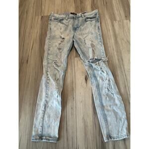 PacSun Men’s Skinny Jeans 34 x 32 Comfort Stretch Light Wash Distressed Denim